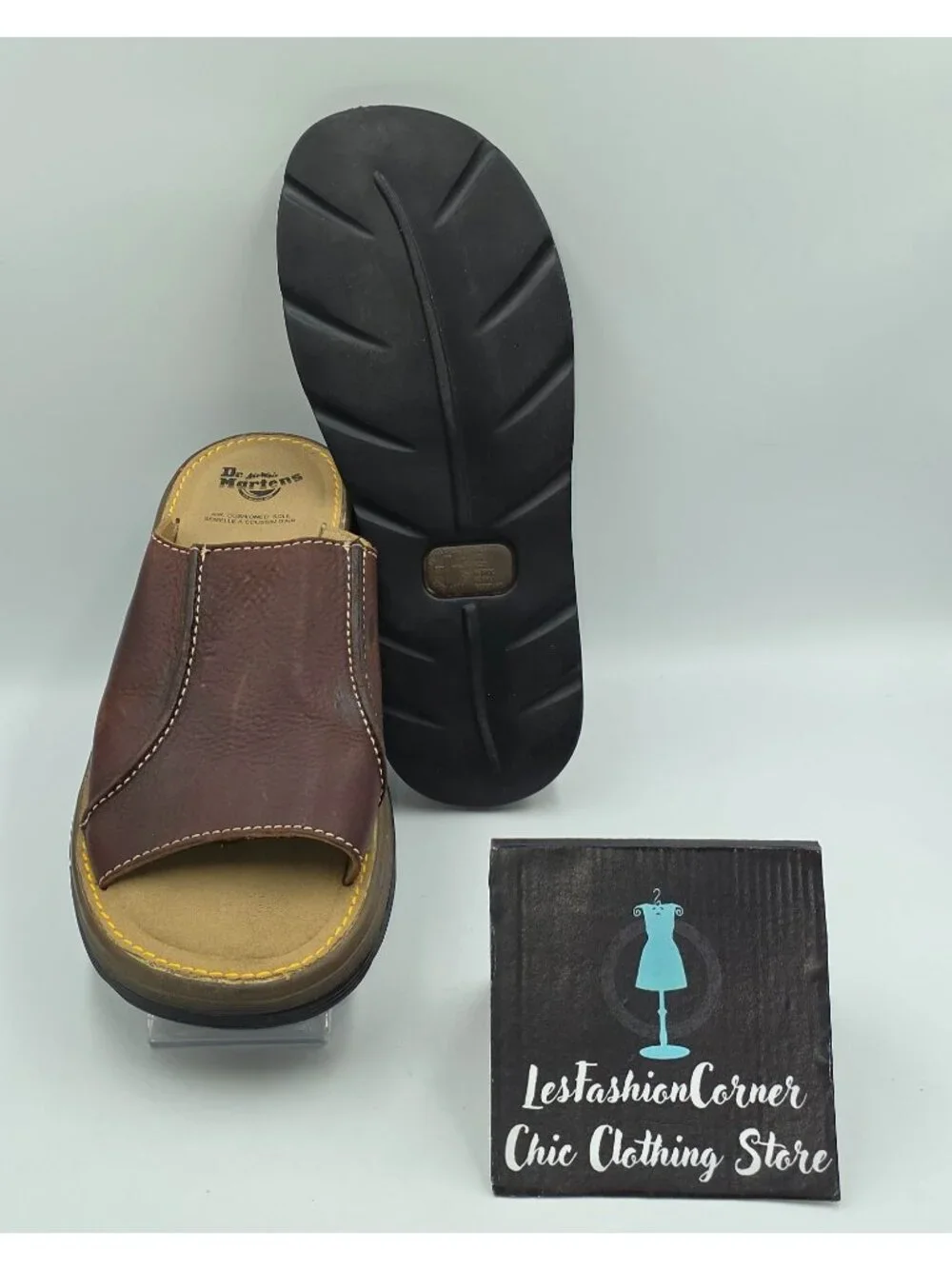 VTG Dr. Martens Men's Brown Leather Air-Cushioned Slide Mules Sandals Sz 8 3830